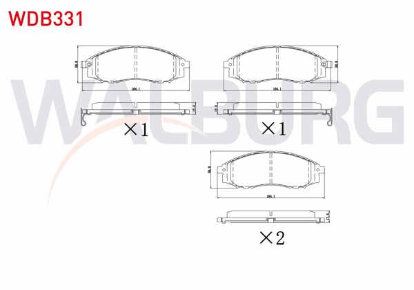 WALBURG WDB331 | Fren Balata Ön Ikazlı Nissan Pick Up (D22) 2.5 Dı 4Wd 1998-/ Np300 Skystar 2.5 DCI 2008-/ Skystar 2.5 D 1998-2002 / Skystar 2.4İ 2002-2005