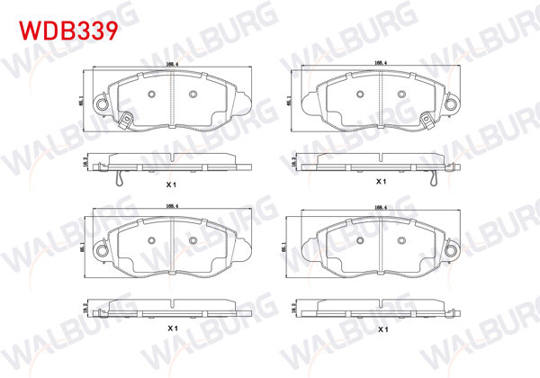 WALBURG WDB339 | Fren Balata Ön Ikazlı Ford Transit (V184) Arkadan Itıslı 2.0 Dı-2.3 16V-2.4 Dı-2.4 Tde-2.4 TDCI 2000-2006