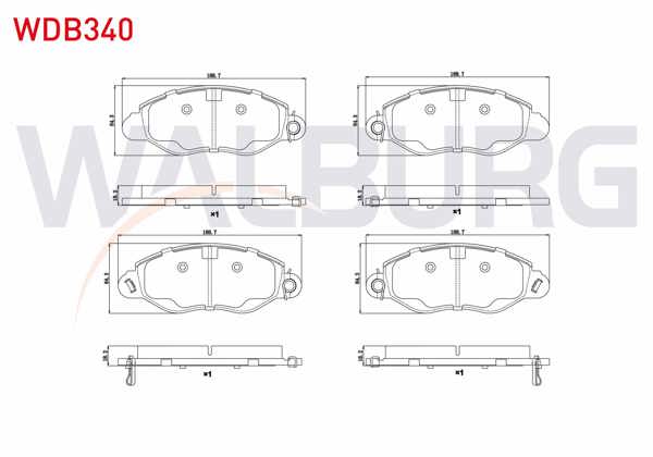 WALBURG WDB340 | Fren Balata Ön Ikazlı Ford Transit (V184) Onden Çekişli 2.0 TDCI-2.3 16V-2.4 Dı-2.4 TDCI-2.4 Tde 2000-2006