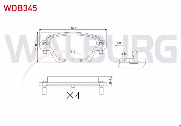 WALBURG WDB345 | Fren Balata Arka Ford Mondeo III 1.6İ 16V 2000-2007 / Mondeo III 2.0İ 16V 2000-2007 / Mondeo III 2.0 TDCI 2000-2007
