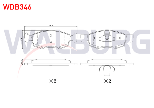 WALBURG WDB346 | Fren Balata Ön Dacia Logan 1.5 DCI 2004-2012 / Logan 1.4 2004-2012 / Logan 1.6 16V 2004-2012 / Sandero 1.5 DCI 2008-2013 / Logan Mcv 1.5 DCI 2007-2013 /