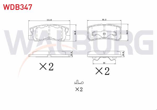 WALBURG WDB347 | Fren Balata Arka Mitsubishi Pajero III 3.2 Dı-D 2000-2007 / Pajero III 3.5 GDI 2000-2007 / Asx 1.6 16 Jant 2010-/ Asx 1.6 2010 -