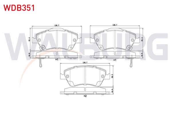 WALBURG WDB351 | Fren Balata Ön Ikazlı Toyota Corolla 1.4 D 2007-2012 / Corolla 1.4 D-4D 2007-2012 / Corolla 1.33 2007-2012 / Corolla 1.4 Vvt-I 2007-2012 / Auris 1.4 D-4D 2007-2012 / Auris 1.33 Dual-Vvt-I 2007-2012