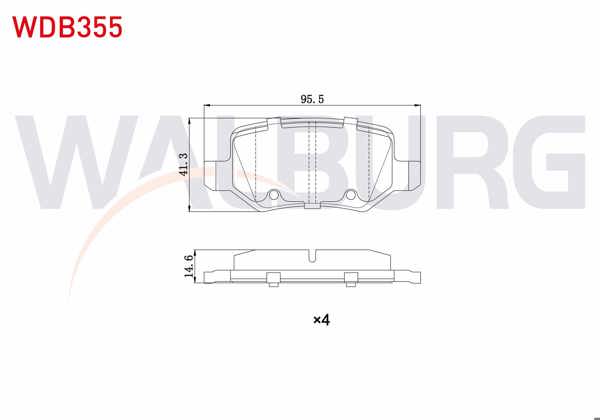 WALBURG WDB355 | Fren Balata Arka Mercedes A Serisi (W169) A 150 2004-2012 / (W169) A 170 CDI 2004-2012 / B Serisi (W245) B 160 2005-2011 / (W245) B 160 2005-2011 / (W245) B 200 CDI 2005-2011 / Vaneo 1.7 CDI 2002-2005