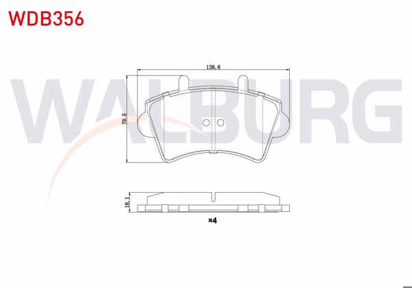 WALBURG WDB356 | Fren Balata Ön Renault Master II (Fd) 2.5 DCI 1998-2010 / Master II (Fd) 1.9 DCI 1998-2010 / Master II (Fd) 1.9 Dtı 1998-2010 / Opel Movano A 1.9 Dtı 2001-2010 / Movano A 2.5 Dtı 2001-2010