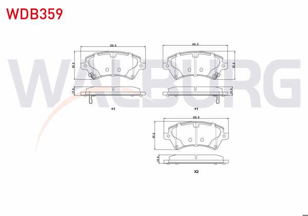 WALBURG WDB359 | Fren Balata Ön Ikazlı Toyota Corolla 1.4 Vvt-I 2002-2007 / 1.6 Vvt-I 2002-2007 / 1.4 D-4D 2002-2007 / Corolla Verso 1.6 2004-2009 / 1.8 2004-2009 / 2.0 D-4D 2004-2009