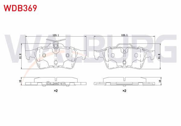 WALBURG WDB369 | Fren Balata Arka Vectra C 1.6 16V-1.9 CDTI-2.0 Dtı 2002-2008 / Citroen C5 III 1.6 HDI-1.6 Thp 2008-2015 / Peugeot 508 1.6 E-HDI 2010-/ Focus II 1.6 TDCI 2004-2011 / Transit Con. 1.8 TDCI 2002-2013