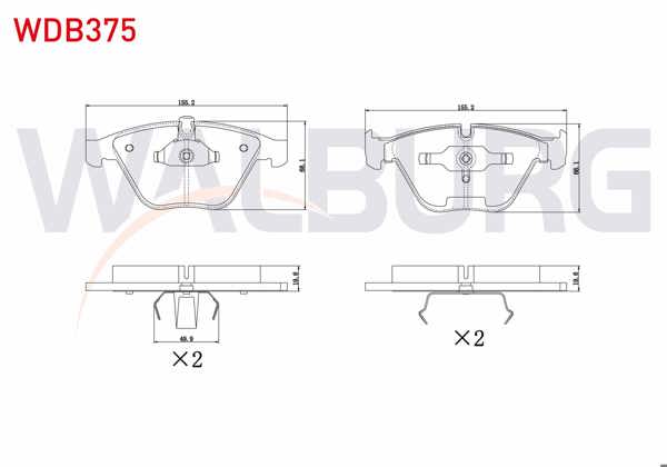 WALBURG WDB375 | Fren Balata Ön BMW 3 Serisi (E90) 330 Xi 2005-2011 / (E92) Coupe 330 D 2005-2011 / 5 Serisi (E60) 530 D 2003-2010 / X1 (E84) 2.0 D 2011-/ X1 (E84) 1.6İ 2011-/ 7 Serisi (E65) 730 Li 2001-2009