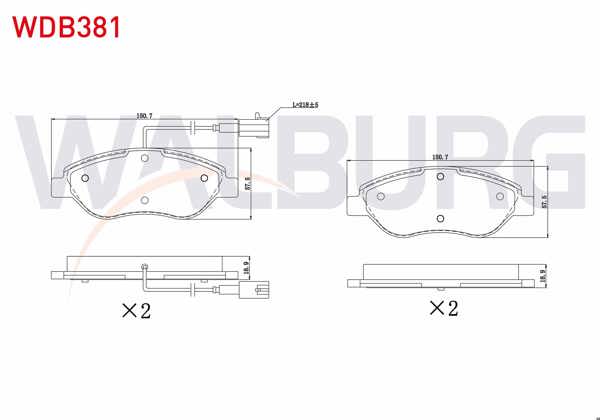 WALBURG WDB381 | Fren Balata Ön Fişli Fiat Stilo (192) 1.4 16V 2001-2010 / Mıto (955) 1.4 T 2008-/ Mıto (955) 1.3 JTD 2008-/ Mıto (955) 1.6 JTD 2008 -