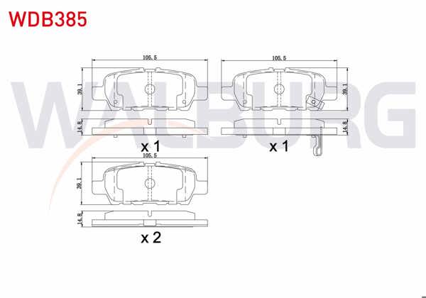 WALBURG WDB385 | Fren Balata Arka Ikazlı Suzuki G.Vitara II (Jt) 1.6 Vvt-I 2005-/ G.Vitara II (Jt) 2.0İ 2005-/ G.Vitara II (Jt) 1.9 Ddıs 2005-/ Nissan Juke 1.5 DCI 2010-/ Nissan Juke 1.6 Dıg-T 2010 -