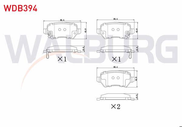 WALBURG WDB394 | Fren Balata Arka Ikazlı Opel Astra H 1.3 CDTI 2004-2010 / Astra H 1.6İ 2004-2010 / Astra G 1.6 16V 1998-2005 / Zafira B 1.9 CDTI 2005-2011 / Kia Ceed 1.6 CRDI 2012-/ Hyundai Ix20 1.4 CRDI 2010 -