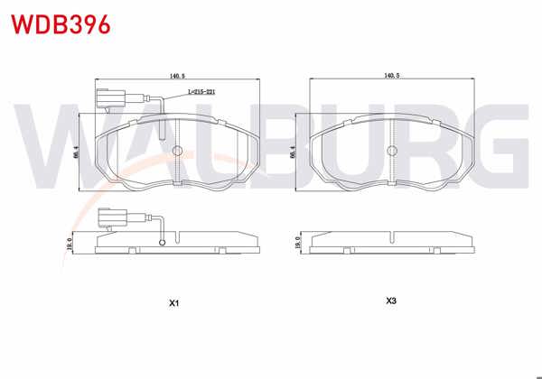 WALBURG WDB396 | Fren Balata Ön Fişli Fiat Ducato 2.8 TDI 2002-2006 / Ducato 2.3 JTD 2002-2006 / Ducato 2.0 JTD 2002-2006 / Peugeot Boxer II 2.0 HDI 2002-2006 / Citroen Jumper II 1.9 D 2002-2006 / Jumper II 2.8 HDI 2002-2006