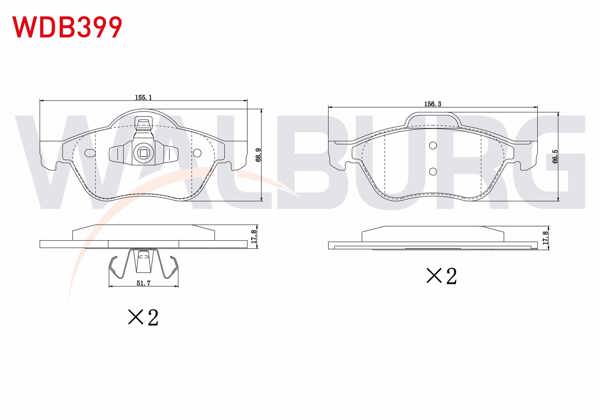 WALBURG WDB399 | Fren Balata Ön Renault Megane II (Bm0 / 1,Cm0 / 1) 1.5 DCI 2002-2008 / Megane II (Bm0 / 1,Cm0 / 1) 1.9 DCI 2002-2008 / Megane II (Bm0 / 1,Cm0 / 1) 1.6İ 16V 2002-2008