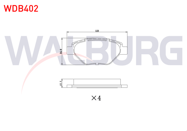 WALBURG WDB402 | Fren Balata Ön Renault Megane II (Bm0 / 1,Cm0 / 1) 1.4İ 16V 18.30mm 2002-2008