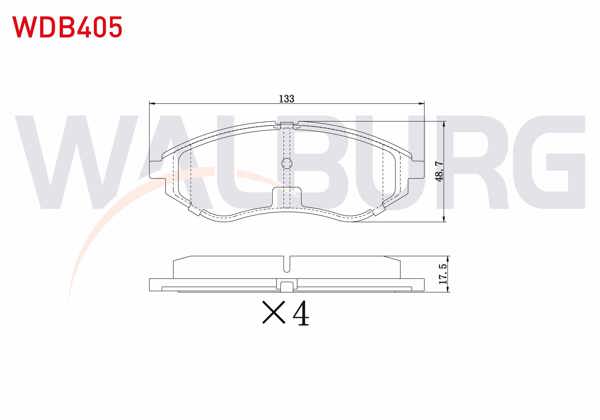 WALBURG WDB405 | Fren Balata Ön Chevrolet Kalos (T200) 1.2 2003-2008 / Kalos (T200) 1.4 2003-2008 / Aveo (T250) 1.4İ 2006-2011 / Aveo (T250) 1.2İ 2006-2011