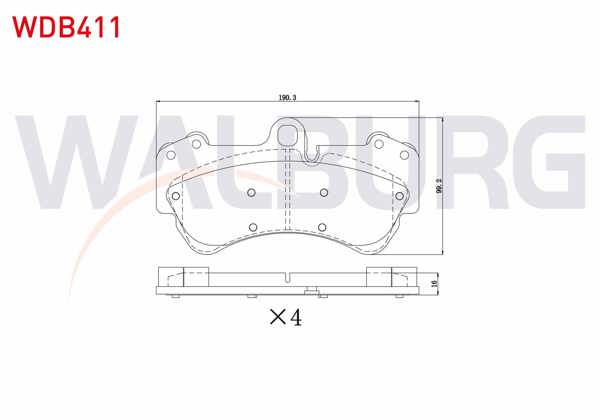 WALBURG WDB411 | Fren Balata Ön Volkswagen Touareg 3.6 V6 FSI 17 Jant 2002-2010 / Touareg 2.5 Rs TDI 2002-2010 / Touareg 4.2 V8 2002-2010 / Porsche Cayenne 3.2İ 17 Jant 2002-2010 / Cayenne 3.6İ 17 Jant 2002-2010
