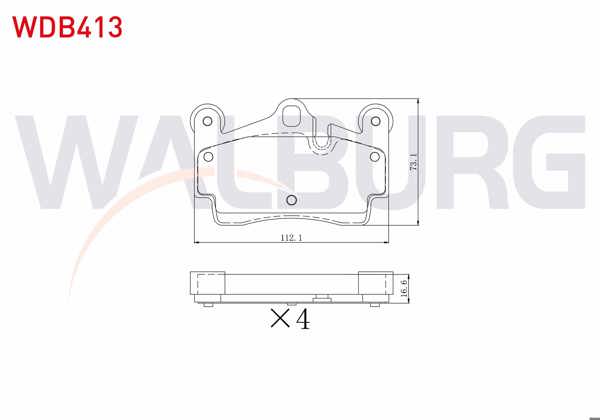 WALBURG WDB413 | Fren Balata Arka VW Touareg 6.0İ W12 2002-2010 / Audi Q7 3.0 TFSI 2006-/ Q7 4.2 FSI 2006-/ Q7 3.0 V12 TDI 2006-/ Porsche Cayenne 3.2İ 2002-2010 / Cayenne 3.0 TDI 2002-2010 / Cayenne 3.6İ 2002-2010