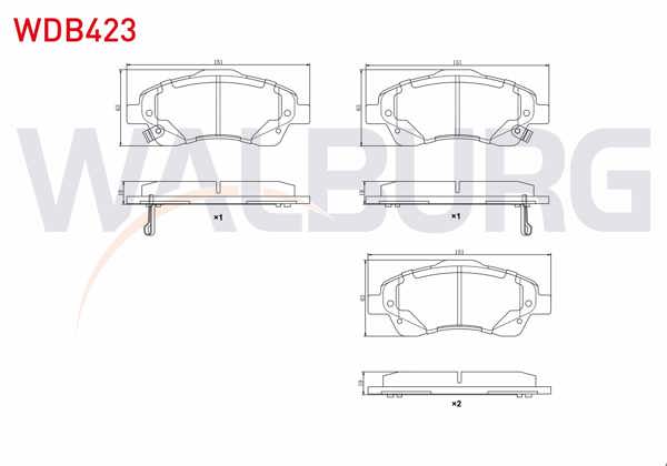 WALBURG WDB423 | Fren Balata Ön Ikazlı Toyota Avensis (T25) 1.6 Vvt-I 2003-2008 / Toyota Avensis (T25) 1.8 2003-2008 / Toyota Avensis (T25) 2.0 D-4D 2003-2008