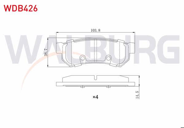 WALBURG WDB426 | Fren Balata Arka Chevrolet Lacetti (J200) 1.6İ 2006-2012 / Chevrolet Lacetti (J200) 1.4İ 16V 2006-2012