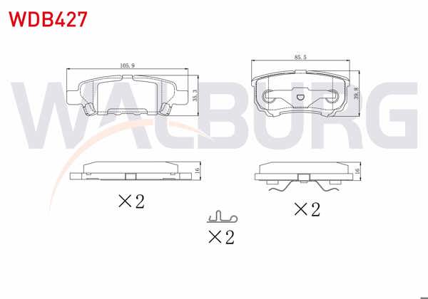 WALBURG WDB427 | Fren Balata Arka Mitsubishi Lancer VII 1.3 2003-2007 / Lancer 2.0 2007-/ Outlander I 2.0 2001-2006 / Outlander II 2.0 Dı-D 2006-2012 / Jeep Compass 2.0 Crd 2006-/ Peugeot 4007 2.2 HDI 2007 -
