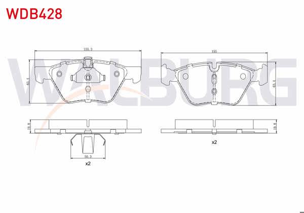 WALBURG WDB428 | Fren Balata Ön BMW 5 Serisi (E60) 520 D 2003-2010 / 5 Serisi (E60) 520 İ 2003-2010 / 3 Serisi (E90) 320 D 2005-2011 / 3 Serisi (E90) 316 İ 2005-2011 / 3 Serisi (E90) 325 İ 2005-2011