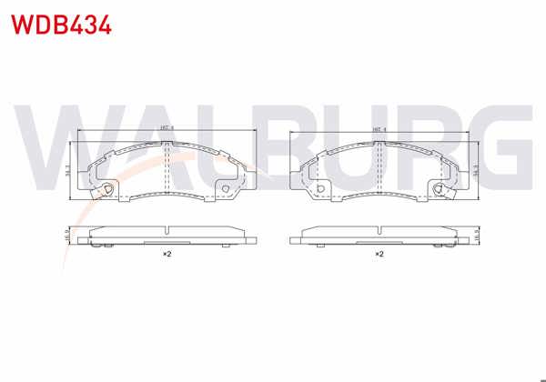 WALBURG WDB434 | Fren Balata Ön Ikazlı Isuzu D-Max (8Dh) 2.5 D-2.5 Dıtd-3.0 D 2002-2009