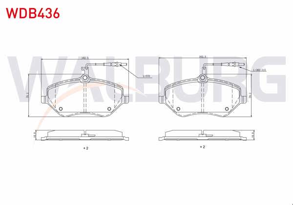 WALBURG WDB436 | Fren Balata Ön Fişli Peugeot 407 (6D) 2.0 HDI 2004-2011 / Peugeot 407 (6D) 2.0İ 2004-2011 / Peugeot 607 (9D,9U) 2.0 HDI 2000-/ Citroen C6 (TD) 3.0 V6 2005-/ Peugeot 607 (9D,9U) 3.0İ 2000 -