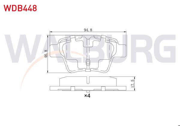 WALBURG WDB448 | Fren Balata Arka Peugeot 307 1.6 90 Hp 2000-2007 / 307 1.6 HDI 90 Hp 2000-2007 / 207 1.4 HDI 2006-2012 / 207 1.6İ 16V 2006-2012 / Citroen C4 1.6 HDI 2004-2009 / C4 1.6 2004-2009