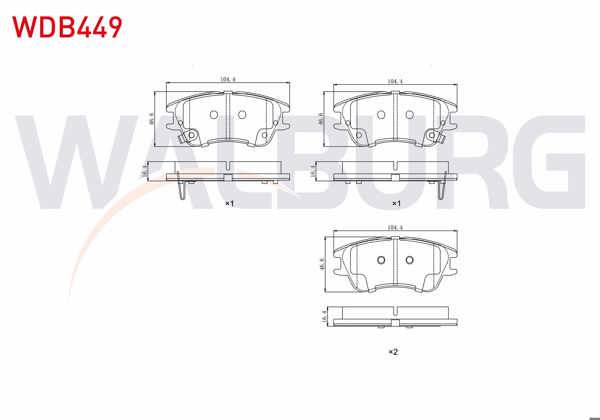 WALBURG WDB449 | Fren Balata Ön Ikazlı Hyundai Atos (Mx) 1.0İ 1998-2005 / Atos (Mx) 1.1İ 1998-2005 / Atos Prıme 1.0İ 2001-2008 / Atos Prıme 1.1İ 2001-2008