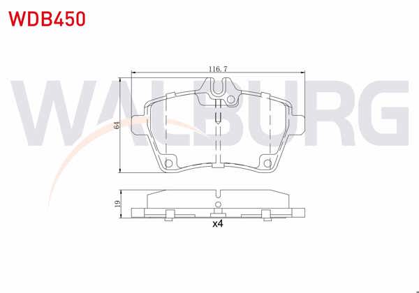 WALBURG WDB450 | Fren Balata Ön Mercedes A Serisi A 200 2004-2012 / A 150 2004-2012 / A 160 CDI 2004-2012 / A 170 CDI 2004-2012 / B Serisi B 200 CDI 2005-2011 / B 150 2005-2011 / B 160 2005-2011 / B 180 2005-2011