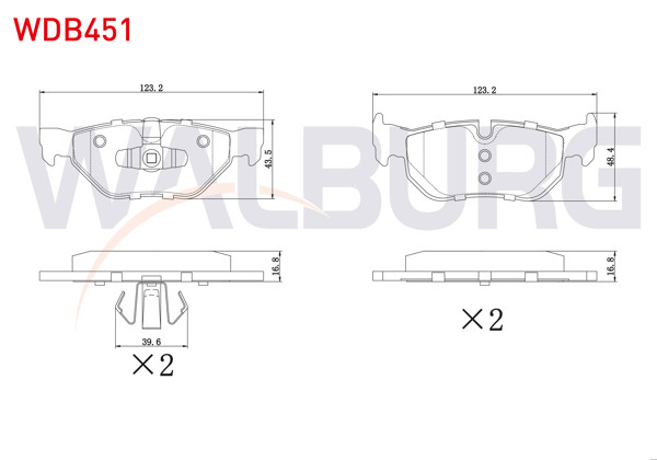 WALBURG WDB451 | Fren Balata Arka BMW 1 Serisi (E81) 116 İ 2004-2012 / 120 İ 2004-2012 / 1 Serisi (E87) 118 İ 2003-2012 / 118 D 2003-2012 / 3 Serisi (E90) 316 Ti 2005-2011 / 320 İ 2005-2011 / 318 D 2005-2011