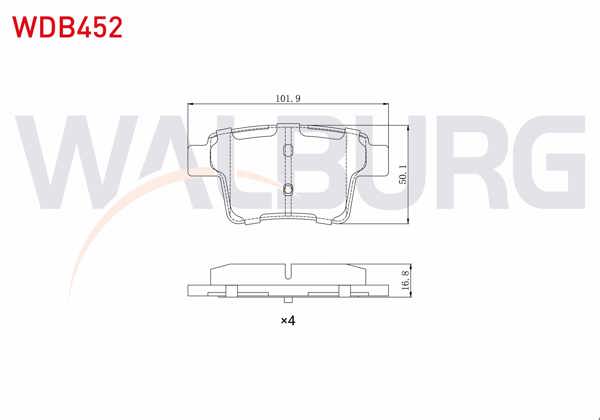 WALBURG WDB452 | Fren Balata Arka Ford Mondeo III 2.0İ 16V 2000-2007 / Mondeo III 2.2 TDCI 2000-2007 / Mondeo III 2.0 TDCI 2000-2007 / Jaguar X-Type 2.0İ 2001-2009 / X-Type 2.0 D 2006-2009 / X-Type 2.5İ 2001-2009