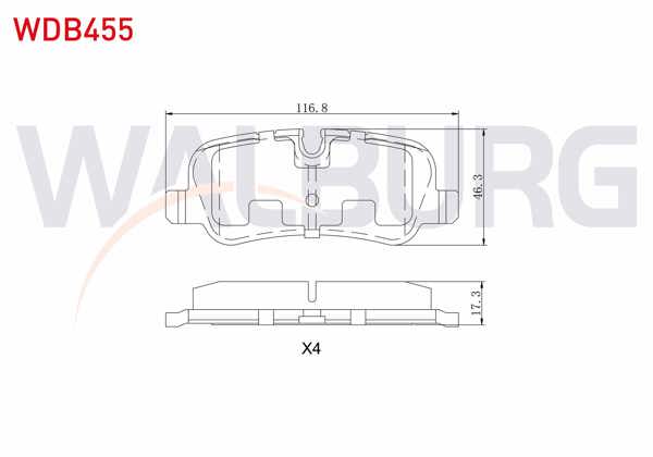 WALBURG WDB455 | Fren Balata Arka Land Rover Rangerover III 3.0 TD 6 2002-2012 / Land Rover Discovery (Taa) 2.7 TD 2004-2010