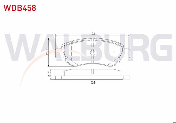 WALBURG WDB458 | Fren Balata Ön Peugeot 107 1.0İ 2005-/ Peugeot 107 1.4 HDI 2005-/ Citroen C1 (Pm_, Pn_) 1.0 2005-2015 / Citroen C1 (Pm_, Pn_) 1.4 HDI 2005-2015