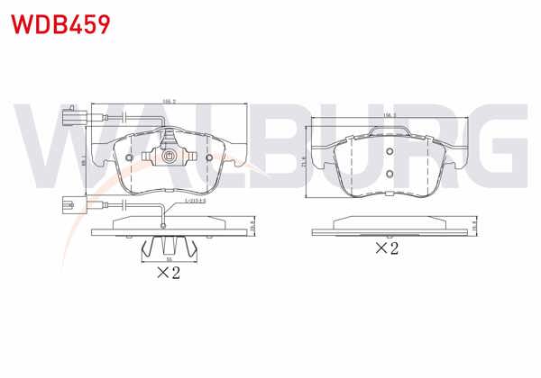 WALBURG WDB459 | Fren Balata Ön Fişli Alfa Romeo 159 (939) 1.8 Tbı 2006-2011 / 159 (939) 1.9 Jtdm 2006-2011 / 159 (939) 2.0 Jtdm 2006-2011 / Brera 2.0 Jtdm 2006-2011 / Spıder (939) 2.0 Ts 2006 -