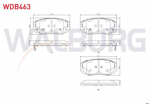 WALBURG WDB463 | Fren Balata Ön Ikazlı Hyundai Sonata V 3.3İ V6 2005-2010 / Hyundai Grandeur 3.3İ 2005-/ Hyundai Grandeur 2.2 CRDI 2005-/ Hyundai Sonata V 2.4İ 2005-2010