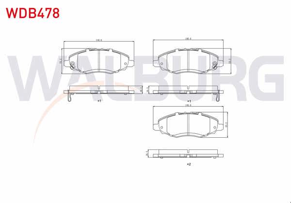 WALBURG WDB478 | Fren Balata Ön Ikazlı Toyota Hı-Lux Pick Up 2.5 D 2005-2011 / Hı-Lux Pick Up 2.5 D-4D 2005-2011