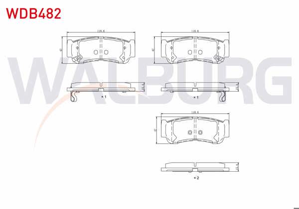 WALBURG WDB482 | Fren Balata Arka Ikazlı Hyundai Santa Fe (Cm) 2.2 CRDI 2006-2012 / Santa Fe (Cm) 2.7İ V6 2006-2012