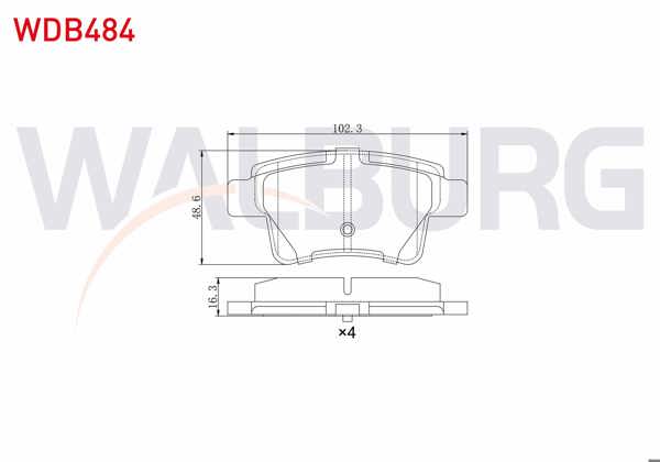 WALBURG WDB484 | Fren Balata Arka Citroen C4 Picasso (Ud) 1.6 HDI 2006-2013 / Citroen C4 Grand Picasso (Ua) 1.6 HDI 110 Hp 2006 -