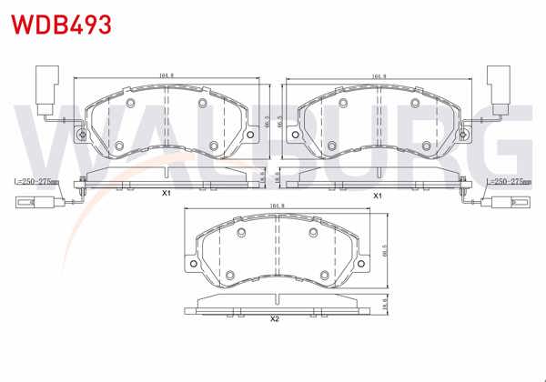 WALBURG WDB493 | Fren Balata Ön Fişli Ford Transit (V347) 2.4 TDCI-3.2 TDCI (Arkadan Itıslı) 2006-2014 / Transit (V348) 2.2 TDCI-3.2 TDCI 2006-2014 / VW Amarok 2.0 TDI-2.0 Bıtdı-2.0 TSI 2010 -