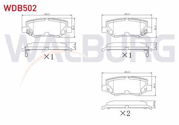 WALBURG WDB502 | Fren Balata Arka Ikazlı Fiat Freemont (Jf) 2.0 Mjt 170 Hp 2011-/ Jeep Wrangler III (Jk) 3.8İ V6 2007-/ Chrysler G.Voyager 3.3İ 2008-/ Dodge Nitro 2.8 Crd 4X4 2007 -