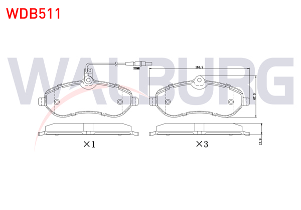 WALBURG WDB511 | Fren Balata Ön Fişli Fiat Scudo (270) 1.6 Mjt 2007-/ Scudo 2.0 Mjt 2007-/ Citroen Jumpy II 1.6 HDI 2006-/ Jumpy II 2.0 HDI 2006-/ Peugeot Expert 1.6 HDI 2007-/ Expert 2.0 HDI 2007 -