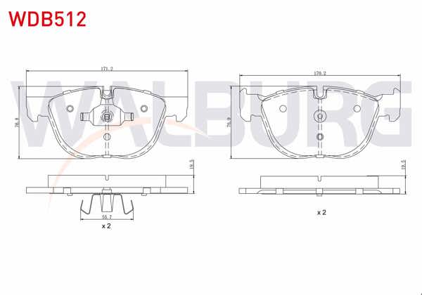 WALBURG WDB512 | Fren Balata Ön BMW X5 (E70) 3.0 D 2007-2012 / BMW X5 (E70) 3.0 Sı 2007-2012 / BMW X5 (E70) 3.0 Sd 2007-2012 / X6 (E71,E72) 3.0 D 2008 -