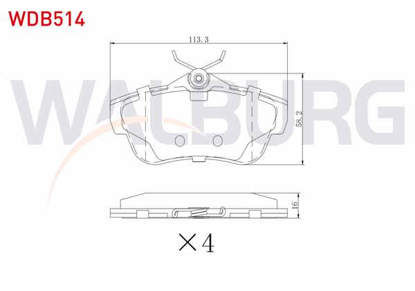 WALBURG WDB514 | Fren Balata Arka Fiat Scudo (270) 1.6 Mjt 2007-/ Scudo 2.0 Mjt 2007-/ Citroen Jumpy II 1.6 HDI 2006-/ Jumpy II 2.0 HDI 2006-/ Peugeot Expert 1.6 HDI 2007-/ Expert 2.0 HDI 2007 -