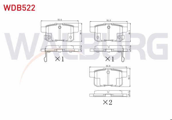 WALBURG WDB522 | Fren Balata Arka Honda Accord VIII (Cu) 2.0 I-Vtec 2008-/ Accord VIII (Cu) 2.2 I- CDTI 2008 -