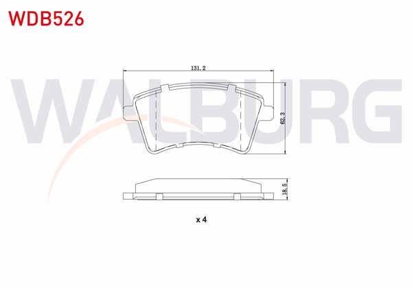 WALBURG WDB526 | Fren Balata Ön Renault Kangoo (Kw0 / 1) 1.5 DCI 2008-/ Mercedes Cıtan (415) 109 CDI 2012-/ Cıtan (415) 108 CDI 2012 -