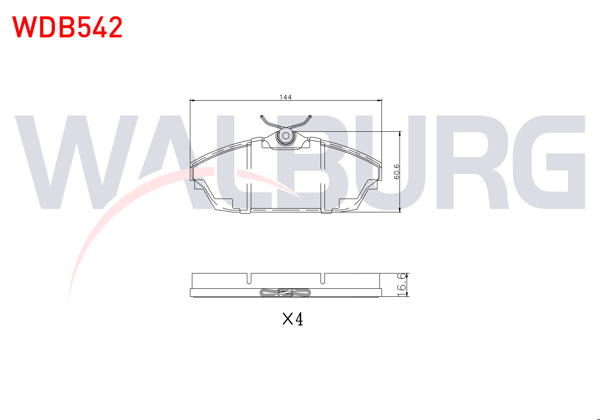 WALBURG WDB542 | Fren Balata Ön Tata Xenon 2.2 16V TD 4X4 17.00mm 2011 -