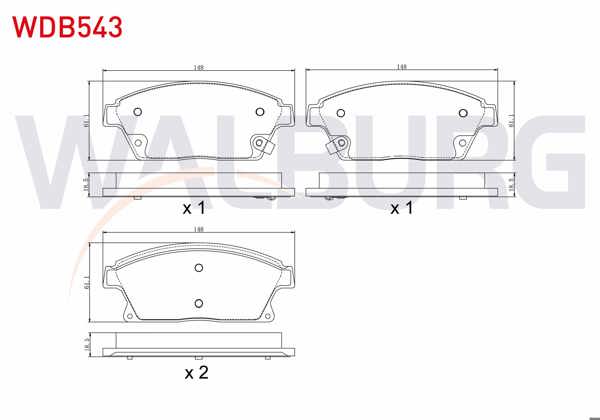 WALBURG WDB543 | Fren Balata Ön Ikazlı Opel Astra J 1.6İ 16 Jant 2009-2016 / Mokka 1.4 2012-/ Zafira C 1.6 2011-/ Chevrolet Trax 1.6 2012-2014 / Cruze 1.6 2009-2014 /