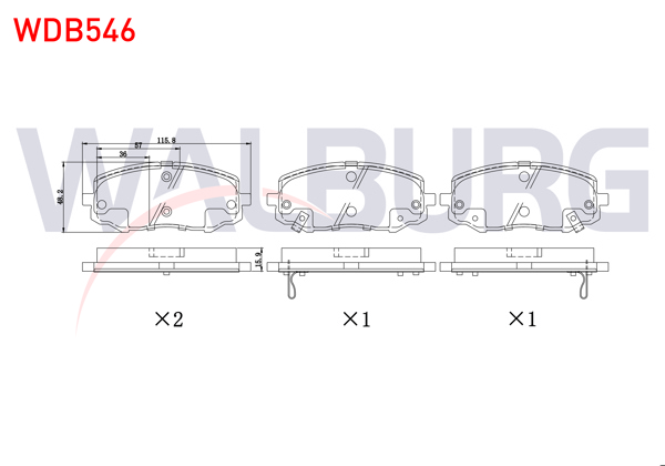 WALBURG WDB546 | Fren Balata Ikazlı On Hyundai i20 (Pb,Pbt) 1.2 D-Cvvt 2008-2015 / i20 (Pb,Pbt) 1.4 CRDI 2008-2015 / i20 (Pb,Pbt) 1.4 Cvvt 2008-2015