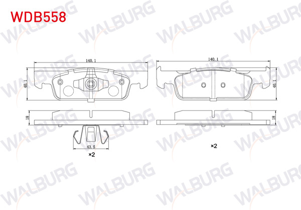 WALBURG WDB558 | Fren Balata Ön Renault Symbol III (Jz0 / 1) 1.5 DCI 16 Jant 2012-/ Clio IV 1.5 DCI 75 Hp 2012-/ Clio IV 1.2 16V 16 2012-/ Dacia Sandero Stepway 1.5 DCI 2012-/ Smart Fortwo 1.0 2014-/ Forfour 1.0 2014 -